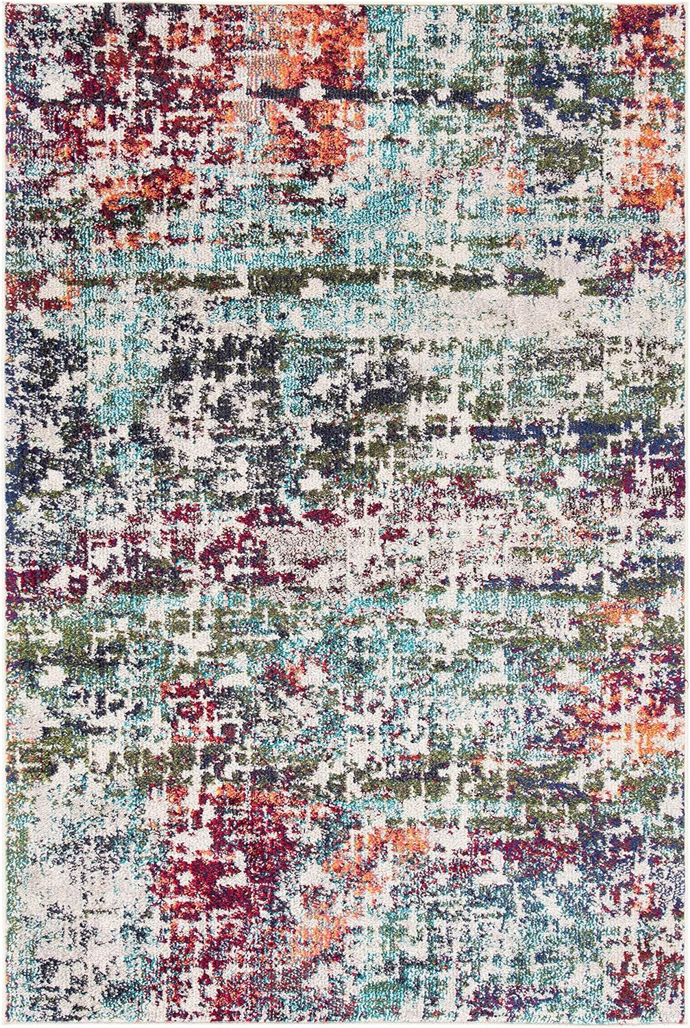 Madison Collection Accent Rug - 4' X 6', Blue & Green, Modern Abstract Design, Non-Shedding & Easy Care, Ideal for High Traffic Areas in Entryway, Living Room, Bedroom (MAD469A)