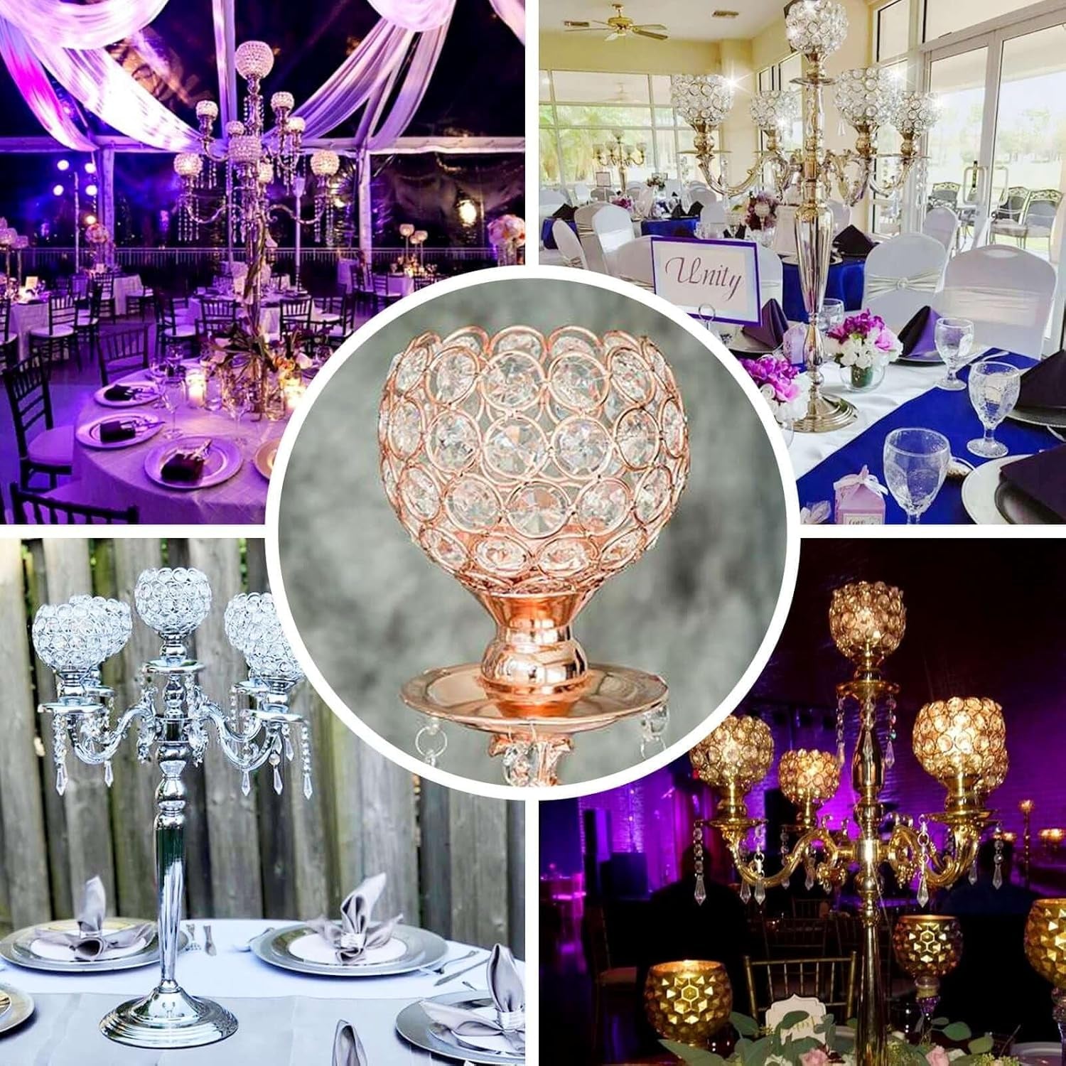 25" Tall Candelabra Chandelier Crystal Votive Candle Holder Wedding Centerpiece