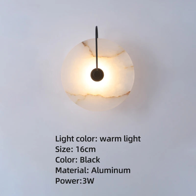 Modern Marble Alabaster Led Wall Lamp Bedroom Home Decor Decoration Lampshade Lighting Fixture for Gold Lamps Stair Sconce Stone