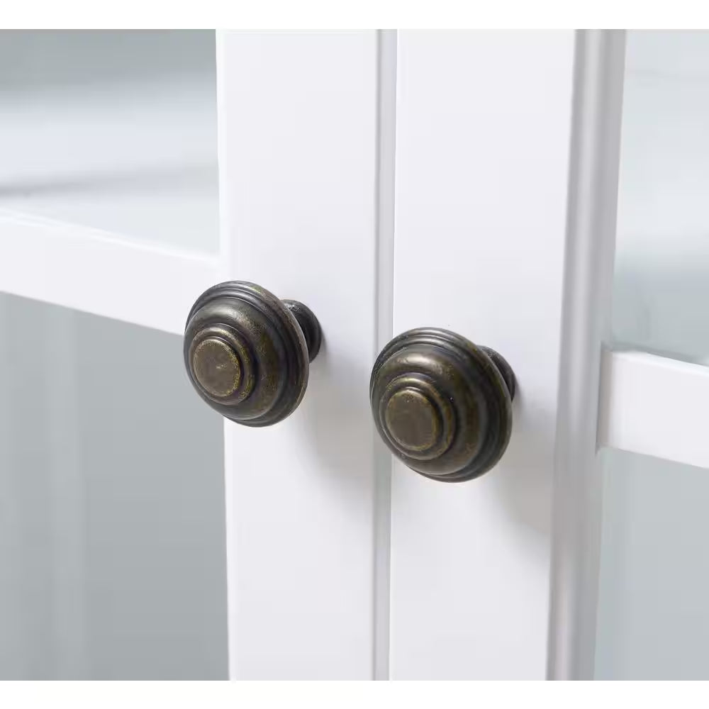 OS Home and Office White Glass Door Accent and Display Cabinet