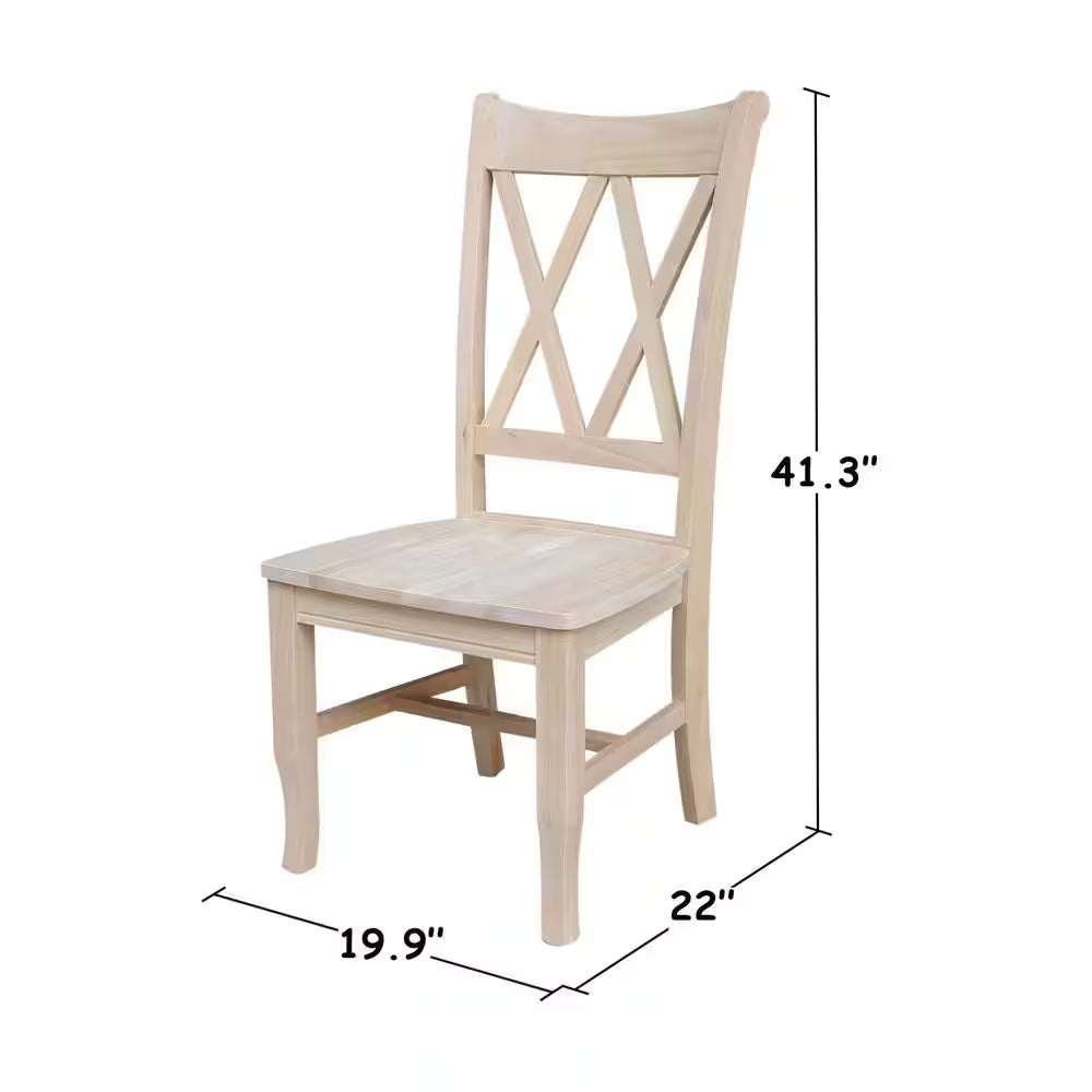 Unfinished Wood Double X-Back Dining Chair (Set of 2)