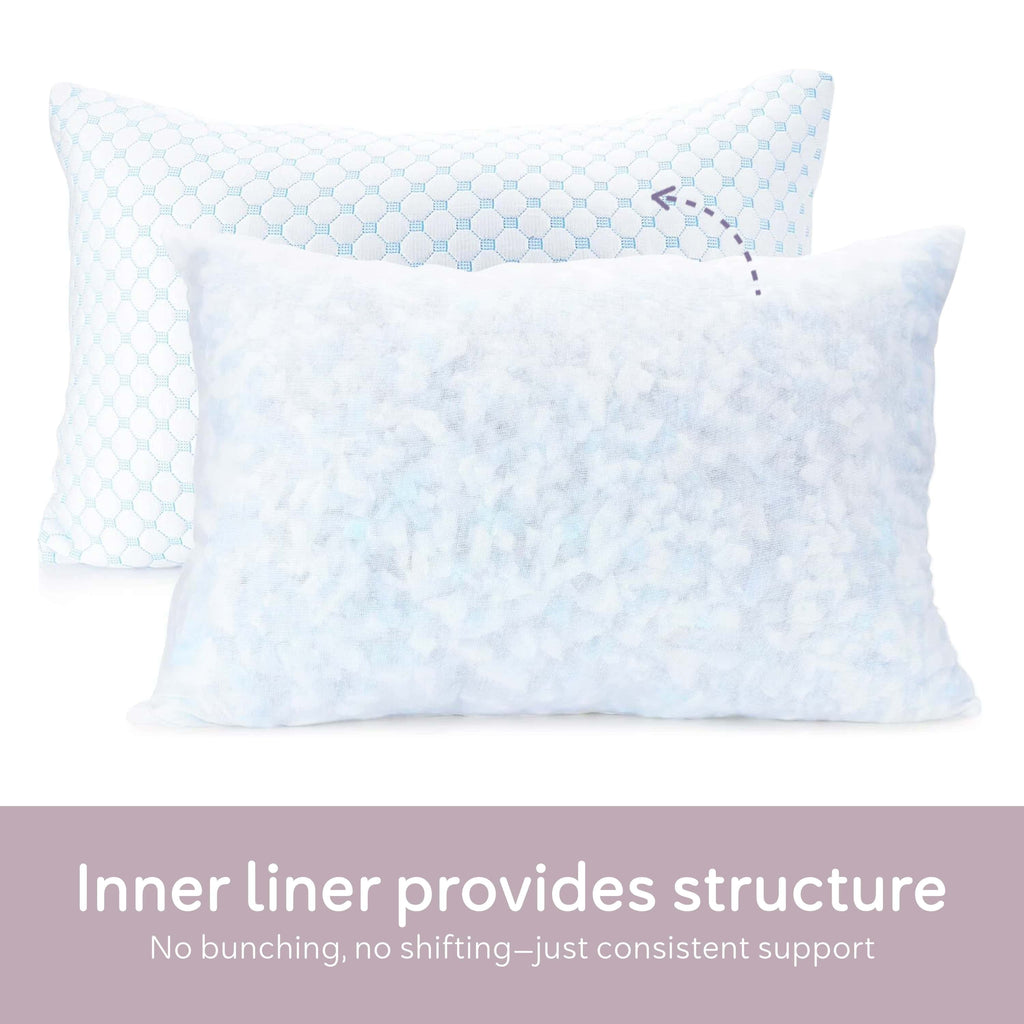 Temperature Queen Pillows Set of 2, Regulating and Adjustable Soft Memory Foam Cooling Bed Pillows Queen Size Pillows Set of 2, 20" X 30"