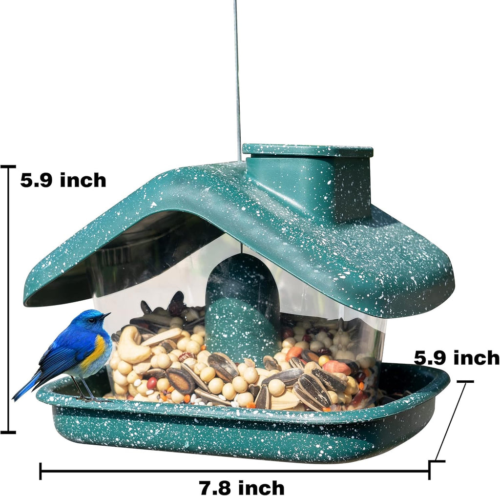 Bird Feeders for Outdoors Hanging, Wild Bird Feeders for outside Clearance, Yard Lawn Garden Decorations (Green)