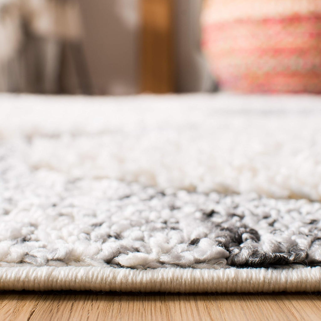 Moroccan Tassel Shag Collection Accent Rug - 4' X 6', Grey & Ivory, Boho Design, Non-Shedding & Easy Care, 2-Inch Thick Ideal for High Traffic Areas in Foyer, Living Room, Bedroom (MTS664G)