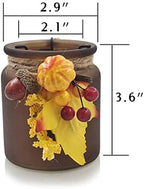 Fall Candle Holders Set of 6, Pumpkin Glass Votive Candle Holders, Amber Tea Lights Holders for Thanksgiving Table Decoration