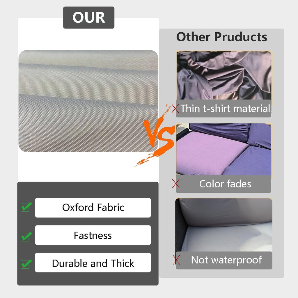 Patio Cushion Covers 24X24X4 Waterproof Outdoor Cushion Cover Replacement 4Packs Outdoor Seat Cushion Slipcover for Rattan Chair Sofa, Grey