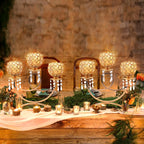 Crystal Candle Holders Gold 3 Arms Bling Tea Lights Candle Holders for Table Centerpiece Candelabra Dining Table Centerpiece Decorations for Dining Room Gold Table Decor (Gold-14 Tall)