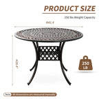 42"Patio Bistro Table,Cast Alumnium Patio Dining Table,Metal Outdoor Dining Table with 1.7"Umbrella Hole for Patio(Antique Bronze)