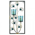 Home Decorative Peacock Rectangular Wall Sconce - Two Candles