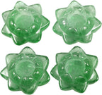 Green Fluorite Carved Gemstone Lotus Flower Statue Crystal Ball Stand/Candle Holder Decorative