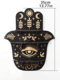 Black Wooden Wall Shelf Boho Hamsa Hand Shape Wall Decor Hanging Shelves Crystal Display Stand Ledge Evil Eye Gothic Home Decor