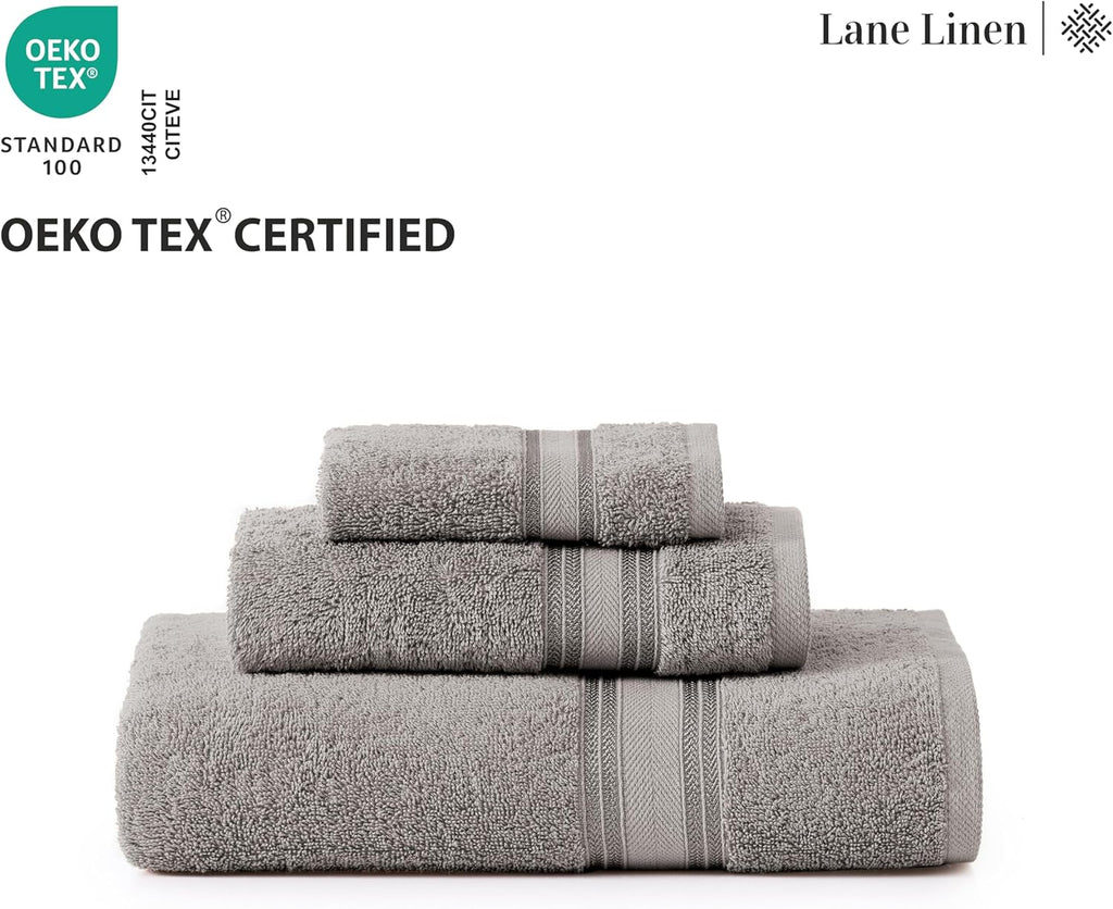 100% Cotton 18 Piece Bath Towel Set - Zero Twist, Quick Dry, Super Soft & Highly Absorbent - 6 Bath, 6 Washcloths, 6 Hand Towels for Bathroom - Hotel Quality Bathroom Towel Set - Grey
