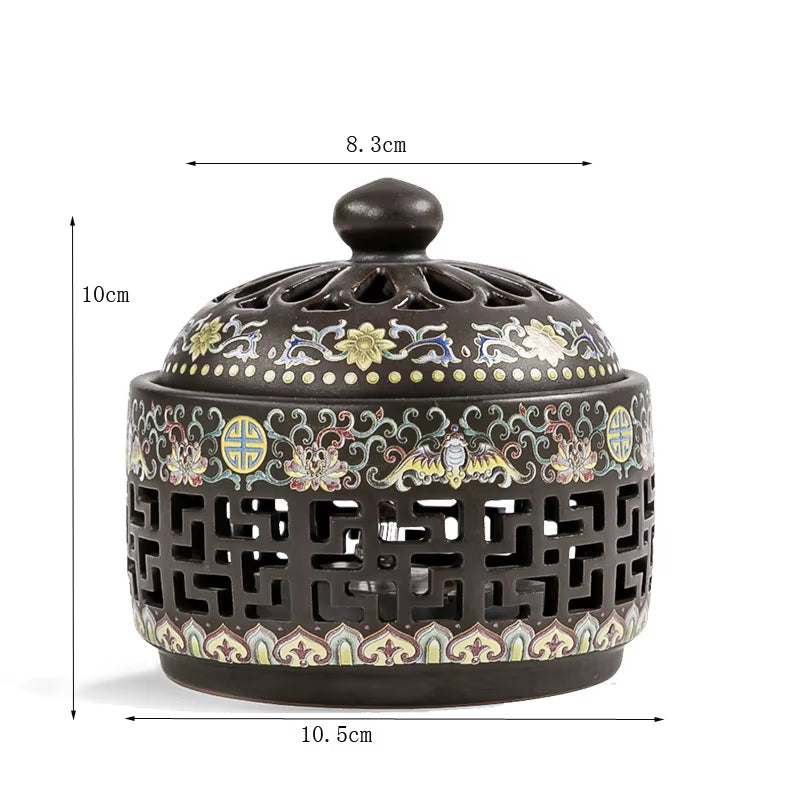 Creative Home Decoration Ceramic Led Incense Burner Chinese Classical Ceramic Crafts Gift Tearoom Yoga Room Furnishings