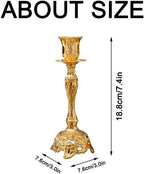 Gold Candlestick Holders Set of 2 Taper Candle Holders Deluxe Ornate Candle Holders for Shabbat Taper Candles, Candle Centerpiece, Wedding Candles, Christmas Candle 7.4Inch