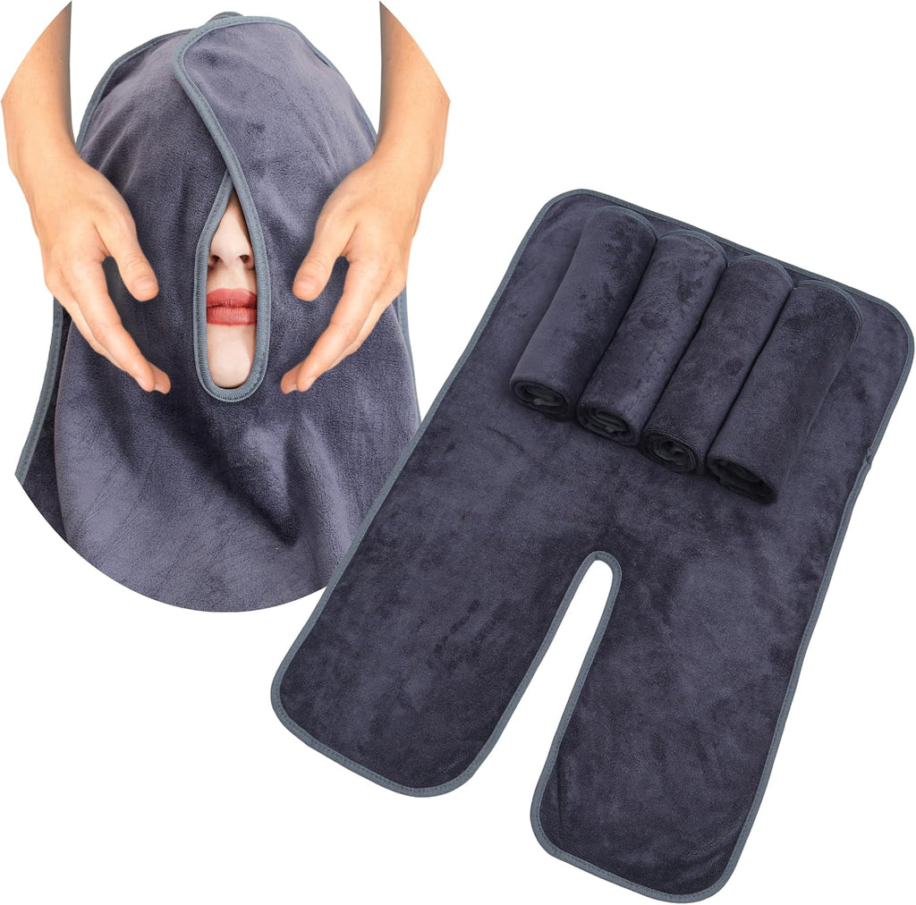 Microfiber Facial Towels - Set of 5 Spa Face Towels for Women, Professional Esthetician Supplies and Esthetician Essentials, Extra Soft, Large U Shaped Massage Spa Towels