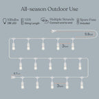 Outdoor String Lights LED White 100FT Patio Lights String with 32 1W Dimmable Shatterproof Bulbs for Wedding Pergola Gazebo Bistro Outdoor