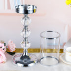 Pillar Candle Holder with Lid,Crystal Candle Holder for Pillar Candle, Candlesticks Holder with 3 Crystal Balls for Coffee Dining Table, Wedding, Christmas, Halloween, Home Decor CH065L