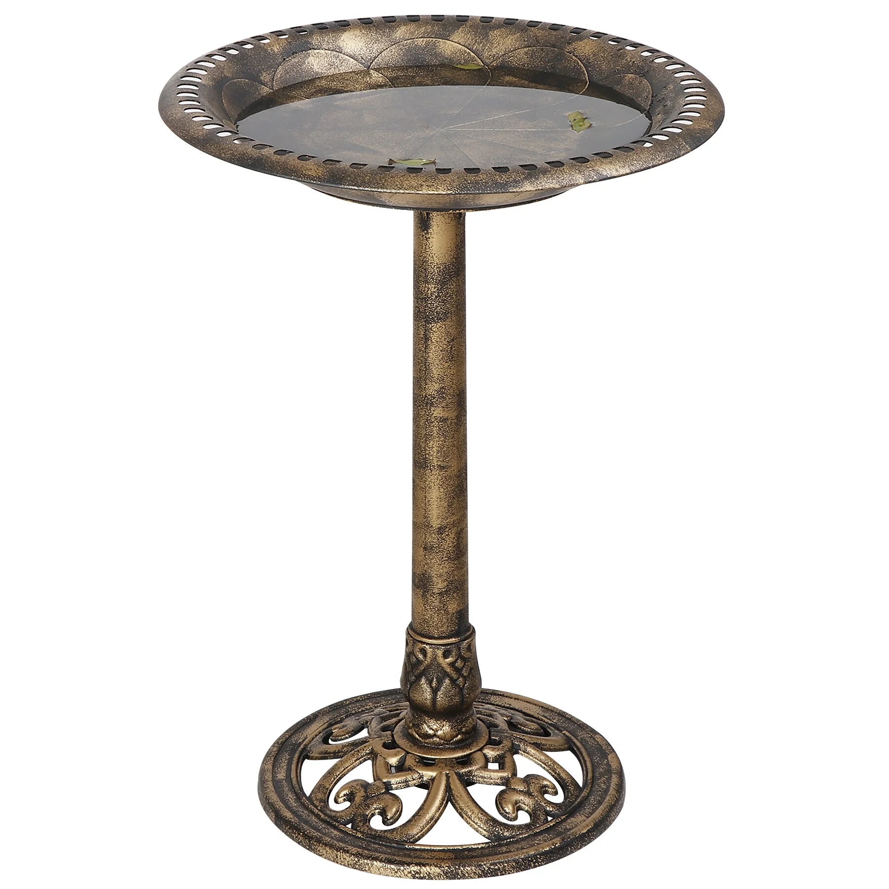 28" H Birdbath Weather Resistant Pedestal Antique Garden Decor Vintage Yard Bird Bath Outdoor