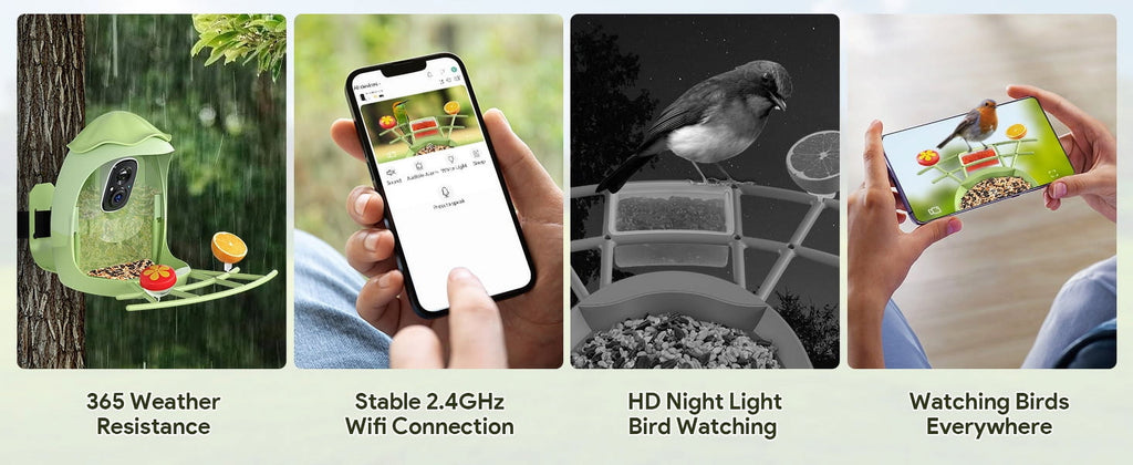 Smart Bird Feeder with Camera, AI Identify 10000+ Species, 1080P HD Bird Watching Camera with Solar Panel, Auto-Capture & Motion Detection, Ideal Gift for Bird Lovers