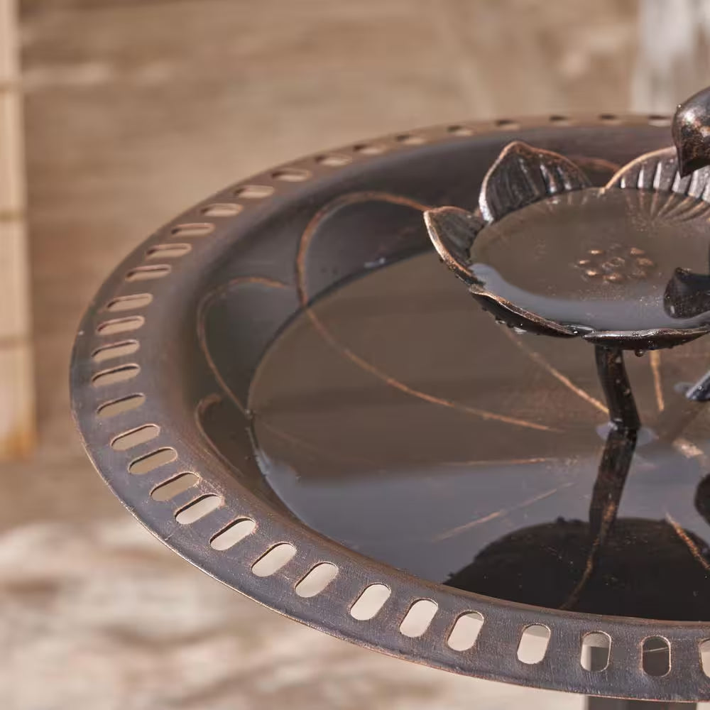 Fairmont Shiny Copper Aluminum and Iron Outdoor Patio Bird Bath