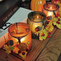 Fall Candle Holders Set of 6, Pumpkin Glass Votive Candle Holders, Amber Tea Lights Holders for Thanksgiving Table Decoration