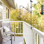 Deck Bird Feeder Pole, 42 Inches, Multiple Hooks, Adjustable, Detachable, Heavy Duty Steel, Stable, Black, Birdfeeders Porch for Deck Kit for outside Bird Feeders and Plant Hangers