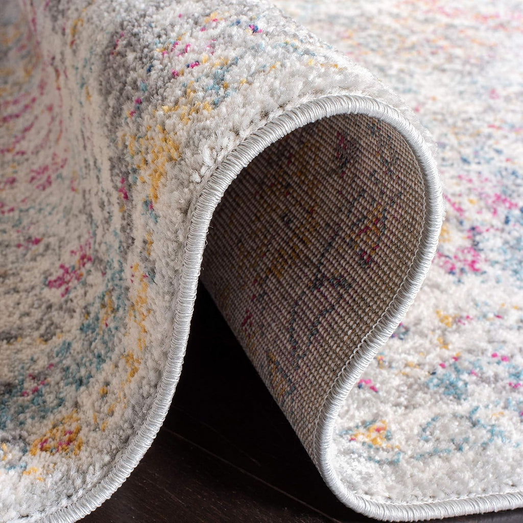 Madison Collection Runner Rug - 2'3" X 14', Grey & Gold, Boho Chic Distressed Design, Non-Shedding & Easy Care, Ideal for High Traffic Areas in Living Room, Bedroom (MAD611F)