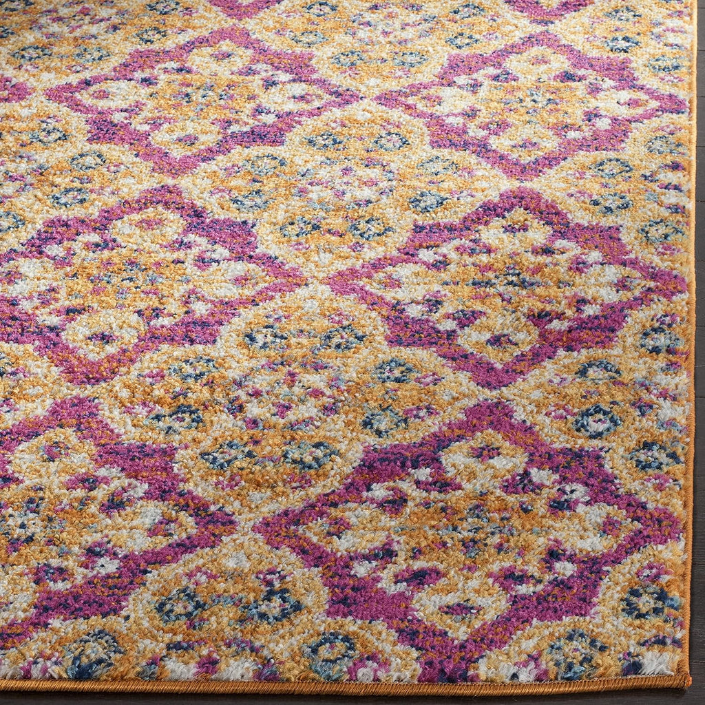 Madison Collection Accent Rug - 3' X 5', Fuchsia & Gold, Boho Chic Floral Design, Non-Shedding & Easy Care, Ideal for High Traffic Areas in Entryway, Living Room, Bedroom (MAD605A)