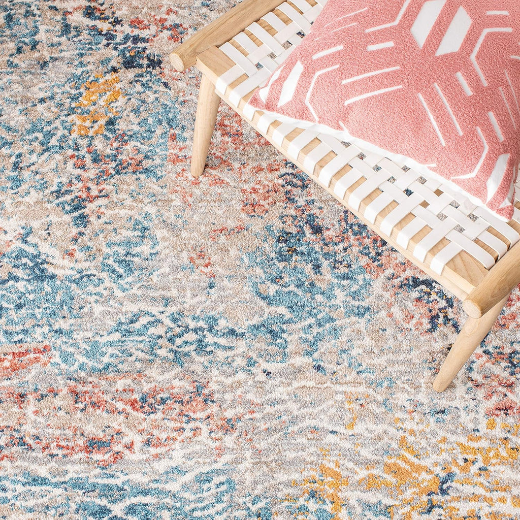 Madison Collection Area Rug - 5'3" X 7'6", Grey & Orange, Modern Abstract Design, Non-Shedding & Easy Care, Ideal for High Traffic Areas in Living Room, Bedroom (MAD494F)