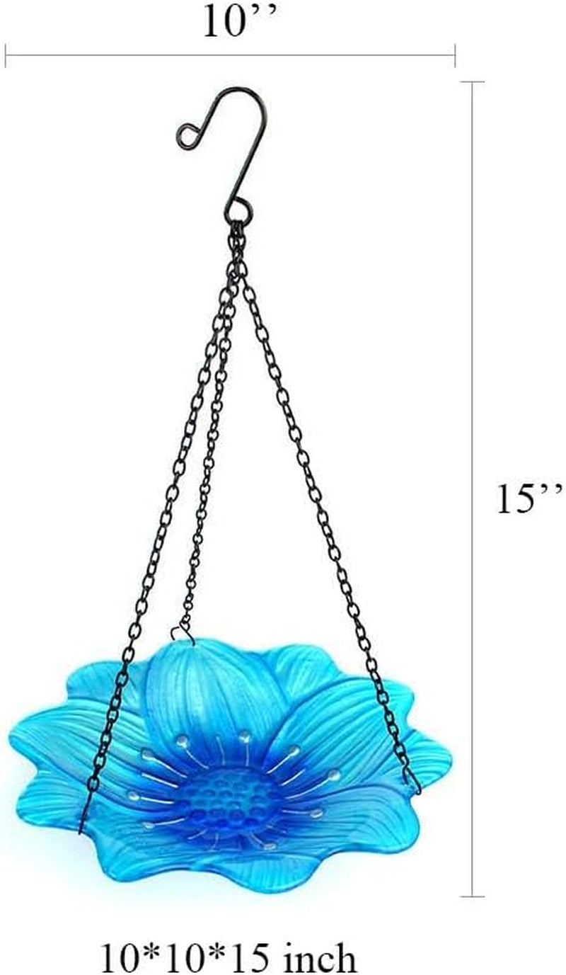 Hanging Bird Feeder - Bird Baths for Outdoors - Glass Birdbaths for Garden and Patio Decor, Pretty Gift Idea