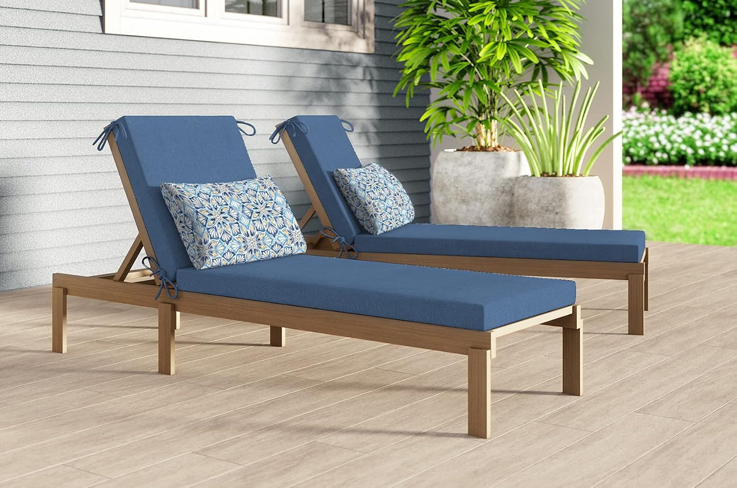 Outdoor Lumbar Toss Pillow Set, 20" W X 12" L, Beryl Pacific Blue Outdoor Pillows