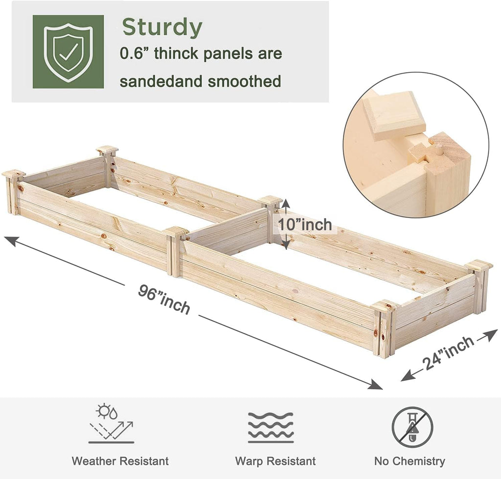 8X2 FT Raised Garden Bed Kit Elevated Wood Planter Garden Box Stand for for Backyard, Patio Outdoor Solid Wood