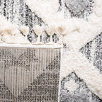 Moroccan Tassel Shag Collection Accent Rug - 4' X 6', Grey & Ivory, Boho Design, Non-Shedding & Easy Care, 2-Inch Thick Ideal for High Traffic Areas in Foyer, Living Room, Bedroom (MTS664G)