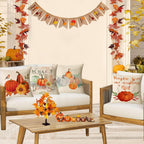 Fall Throw Pillow Covers 20X20 Set of 4 Thanksgiving Pumpkin Pillow Covers Autumn Leaves Pillow Cases Halloween Outdoor Sofa Couch Home Decorations Cushion Covers 20 Inch