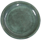 Aubriela Freestanding Ceramic Outdoor Bird Bath, Uv-Resistant Green Mist Finish