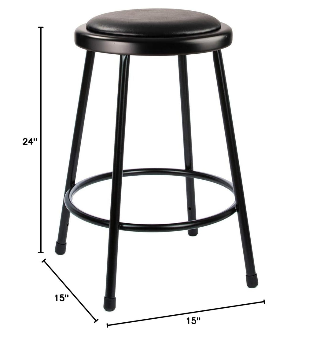 (2 Pack) Black Vinyl Padded Stool