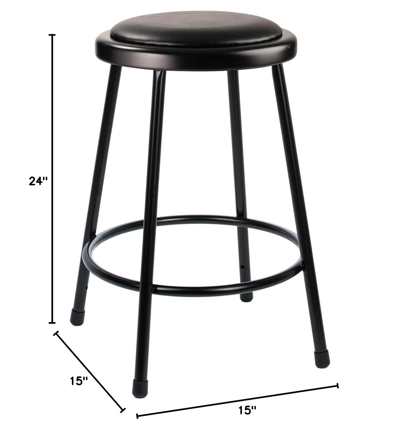 (2 Pack) Black Vinyl Padded Stool
