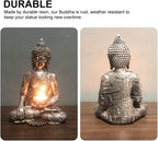 12" Thai Buddha Tealight Holder Buddha Statue Candle Holder,Buddha Tealight Candle Holder Statue Meditation Candle Stand for Office, Indoor, Outdoor Resin Buddha Decor