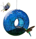 Bird Feeder, round Squirrel-Proof Wild Bird Feeder, Fly-Through Hanging Glass Design, Large Wreath-Shaped Bird Feeder, Mosaic Patterns for Outdoor Gardens and Yards Decoration, Blue Circle