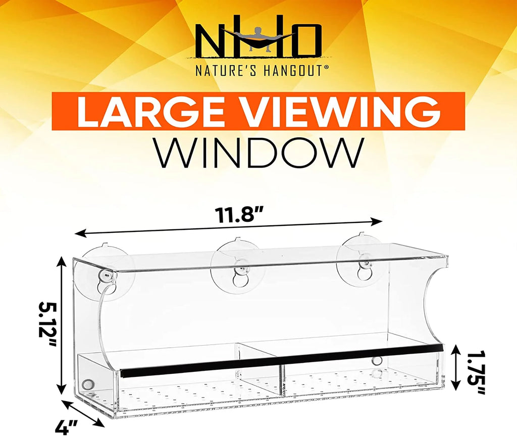 Nature’S Hangout Clear Suction Cup Window Bird Feeder for Wild Birds
