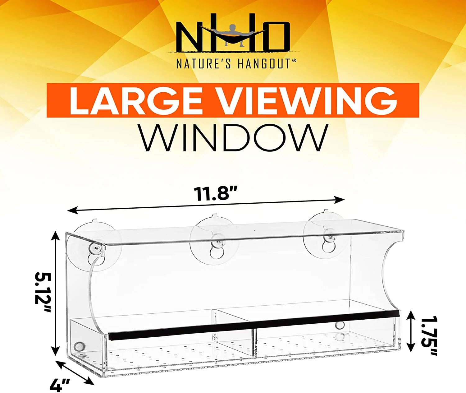 Nature’S Hangout Clear Suction Cup Window Bird Feeder for Wild Birds