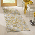 Evoke Collection 2'2" X 7' Grey / Gold EVK236P Floral Non-Shedding Living Room Entryway Foyer Hallway Bedroom Runner Rug