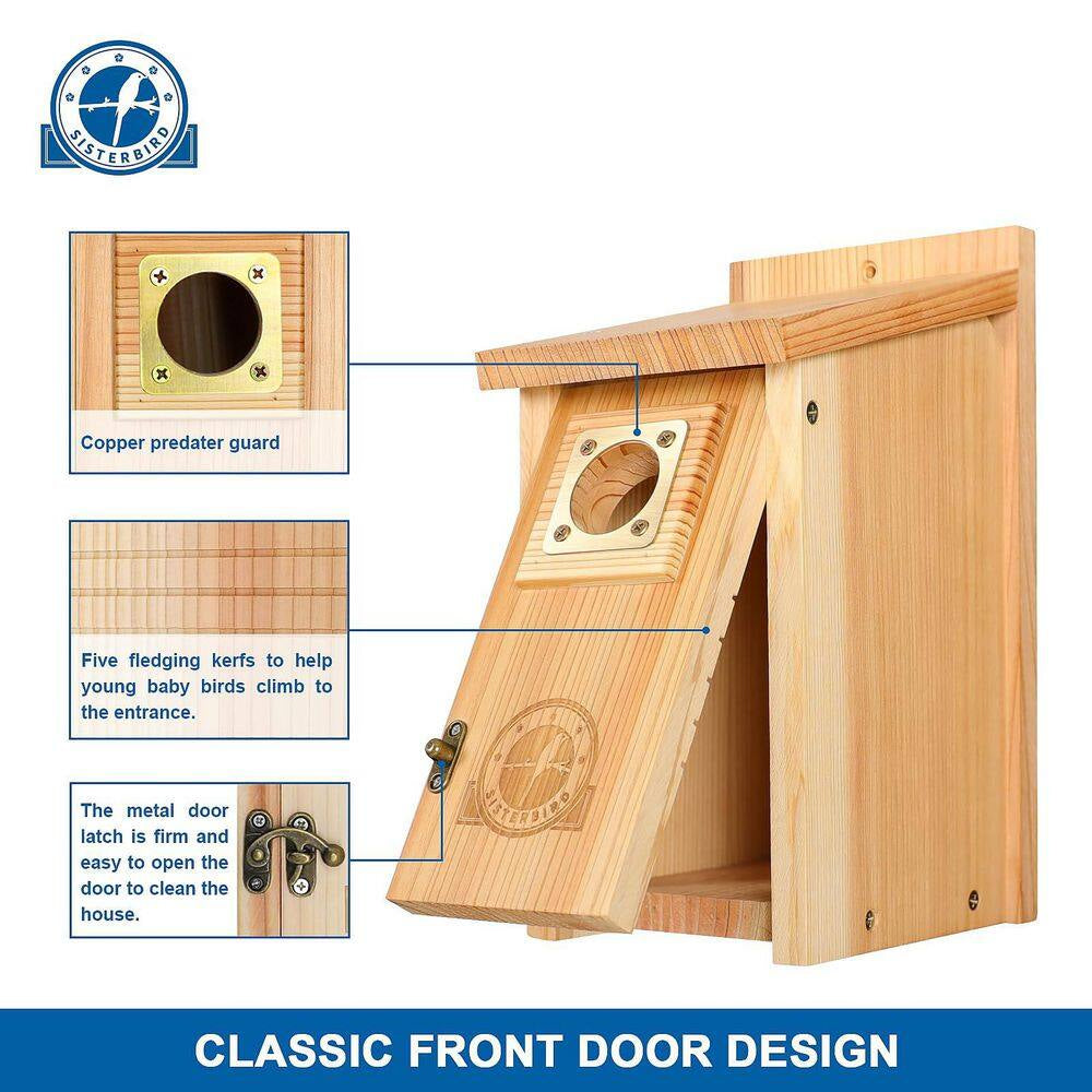 2-Pack Wood Bird Houses for outside Clearance with Copper Guard, Cedar Bird House Outdoor, Bluebird Assembly Required