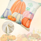 Thanksgiving Throw Pillow Covers - Pumpkin Pillow Covers, Fall Accent Pillows for Thanksgiving Decorations(18 X 18, 4 Designs, 4 Pack)