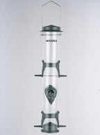 1PK Metal Bird Feeders with 6 Feeding Ports,Tube Bird Feeder with Steel Hanger,Hard Plastic Wild Bird Feeder for Outdoors Hanging, Attracting Birds in Your Lawn, Garden, Balcony–Green