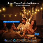 Outdoor String Lights, 45FT Smart RGBIC Patio Lights with 12 Bulbs for Christmas Halloween Decorations, Wifi Patio Lights with Remote & App Control, LED Lights for Outdoor Lighting & Backyard