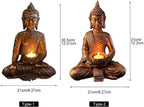 12" Thai Buddha Tealight Holder Buddha Statue Candle Holder,Buddha Tealight Candle Holder Statue Meditation Candle Stand for Office, Indoor, Outdoor Resin Buddha Decor