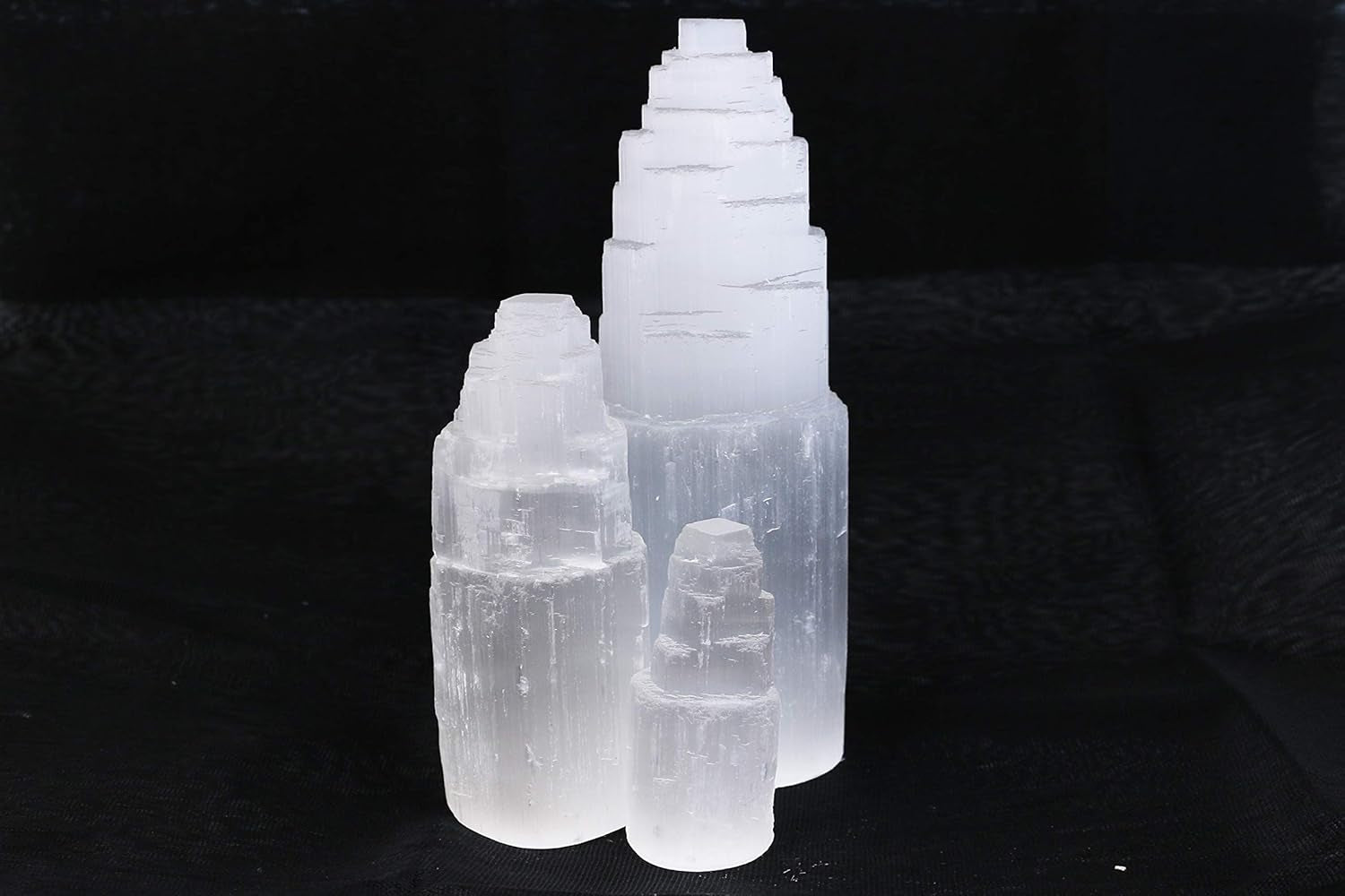 Selenite Crystal Tower for Reiki, Healing, and Energy Charging | Made in Morocco | Selenite Iceberg Charging Towers Crystal Skyscraper (2 Inch)