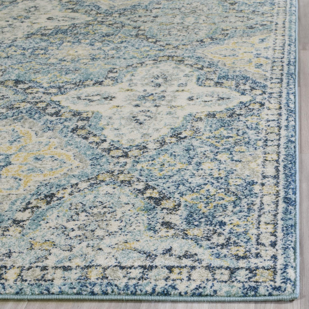 Area Rug 8X10 - Evoke Collection - Large - Light Blue & Ivory, Boho Trellis Pattern, Non-Shedding & Easy Cleaning, Ideal for Living Room, Bedroom, Office, Dining Space (EVK274C)