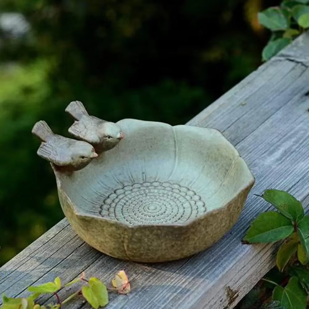 Ceramic Birdbath Bowl Bird Feeder Food Holder Container Bird Feeding Tray for Outdoor Garden Courtyard Decoration Bird Feeder